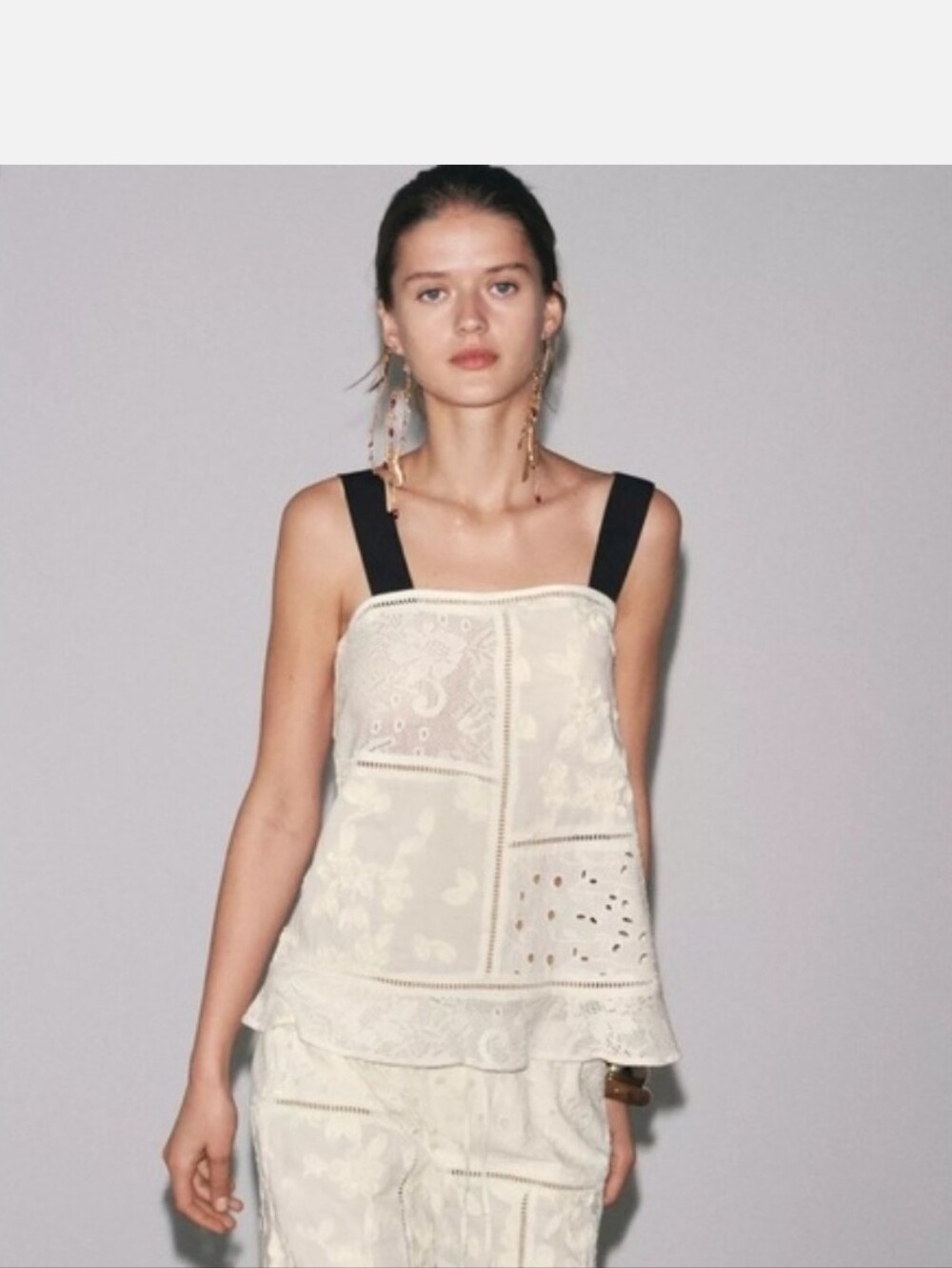 Zara ZW Floral Embroidered Patchwork Tank, S
